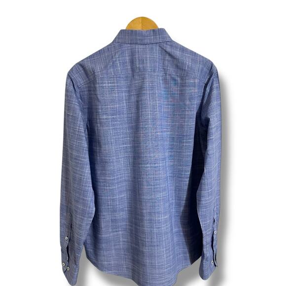 UNTUCKit Avellino Blue Casual Button Down Shirt wrinkle free slim fit large - Picture 3 of 6